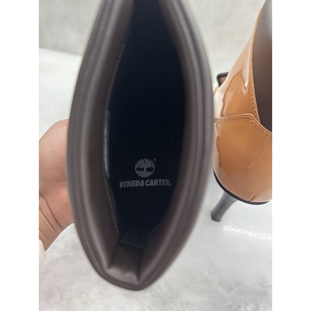 Timberland x Veneda Carter Glazed Patent Leather Zip Boots Tan Sz 8 Read Descrip - Picture 5 of 13